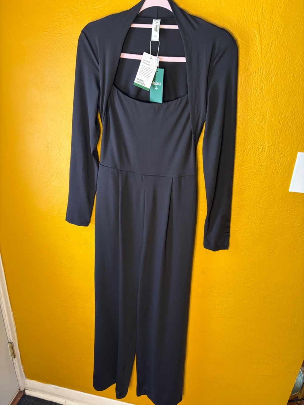 HALARA NWT Black Wide-Leg Jumpsuit Long-Sleeve Easy Peasy Medium Reg. - Picture 9 of 9